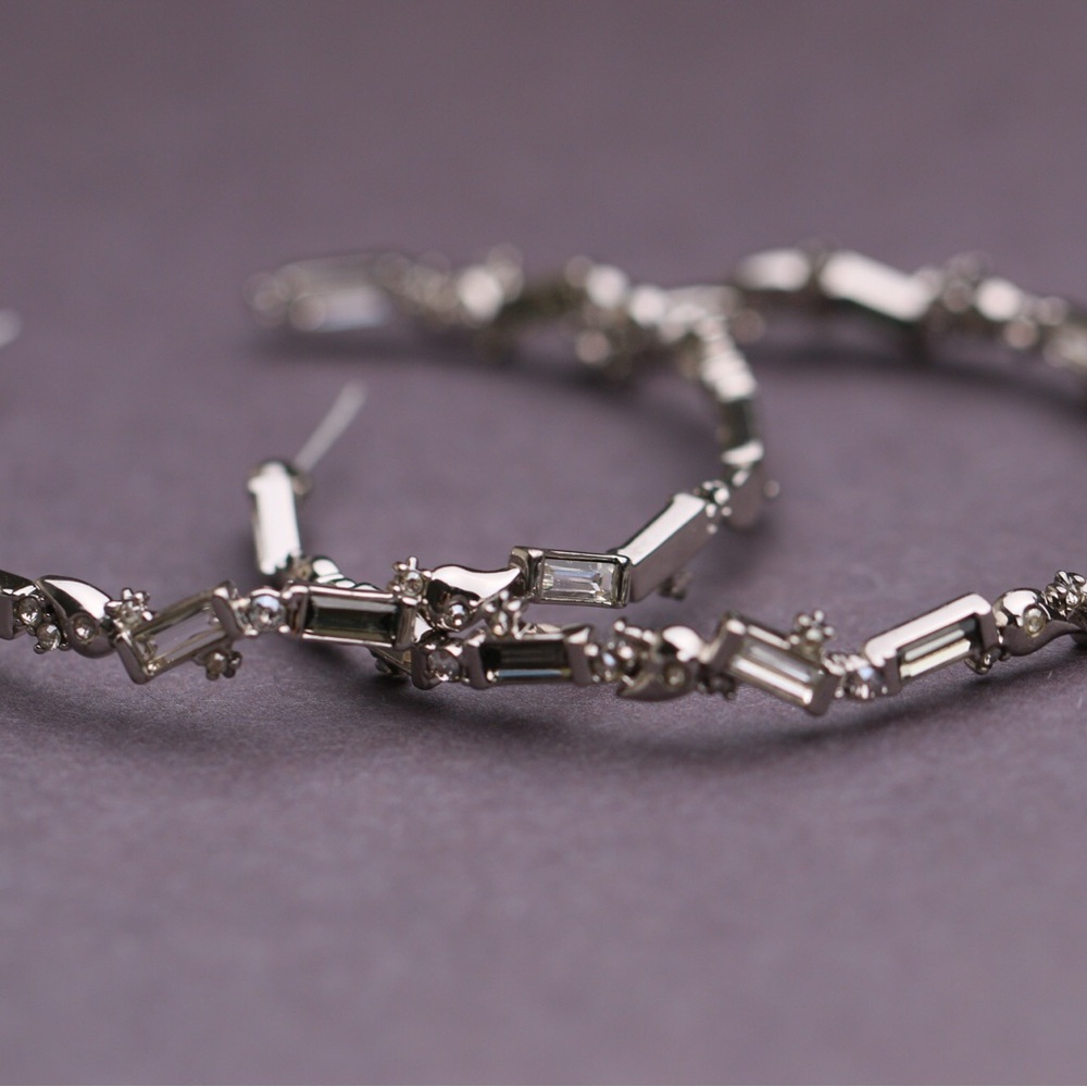 Alexis Bittar Crystal Baguette Hoop Earrings - Picture 4 of 7